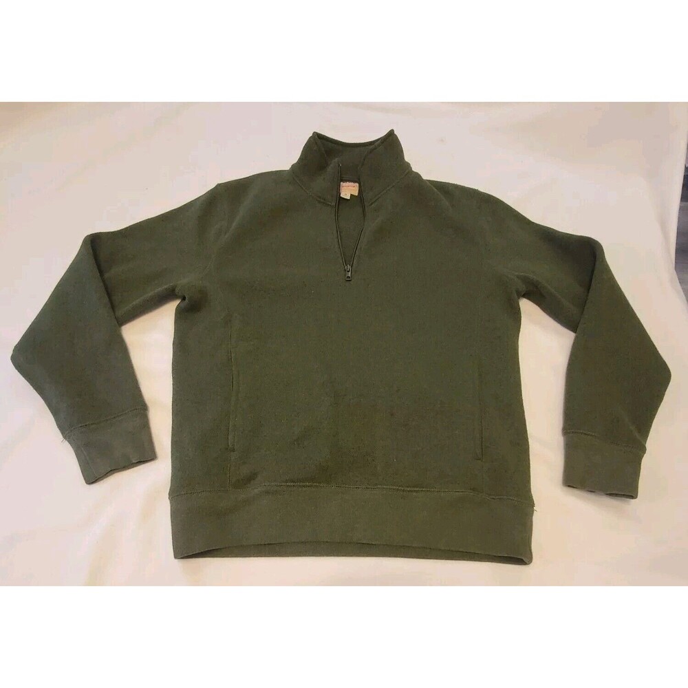 J. Crew Mens M Summit Fleece 1/4 Zip Pullover Sweater Army Green Preppy Winter
